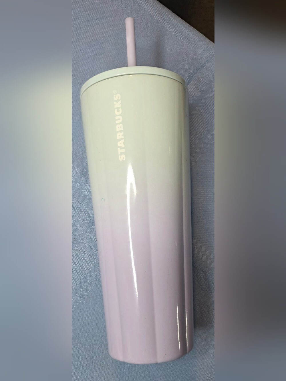 Starbucks 24 oz Pastel Ombre Reusable Cold Cup Tumbler Yellow Pink with Straw